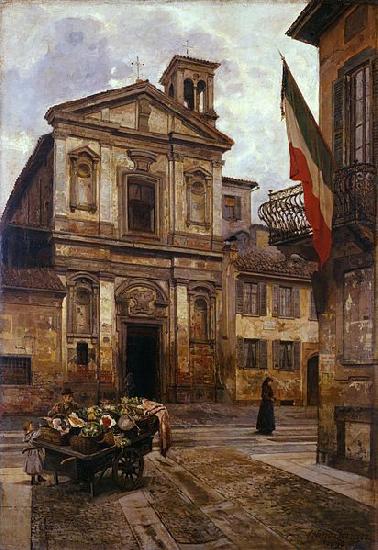 Arturo Ferrari Church of Santo Stefano in Borgogna in Milan oil painting image
